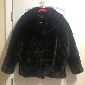 Zara-faux-fur jacket-black S- new